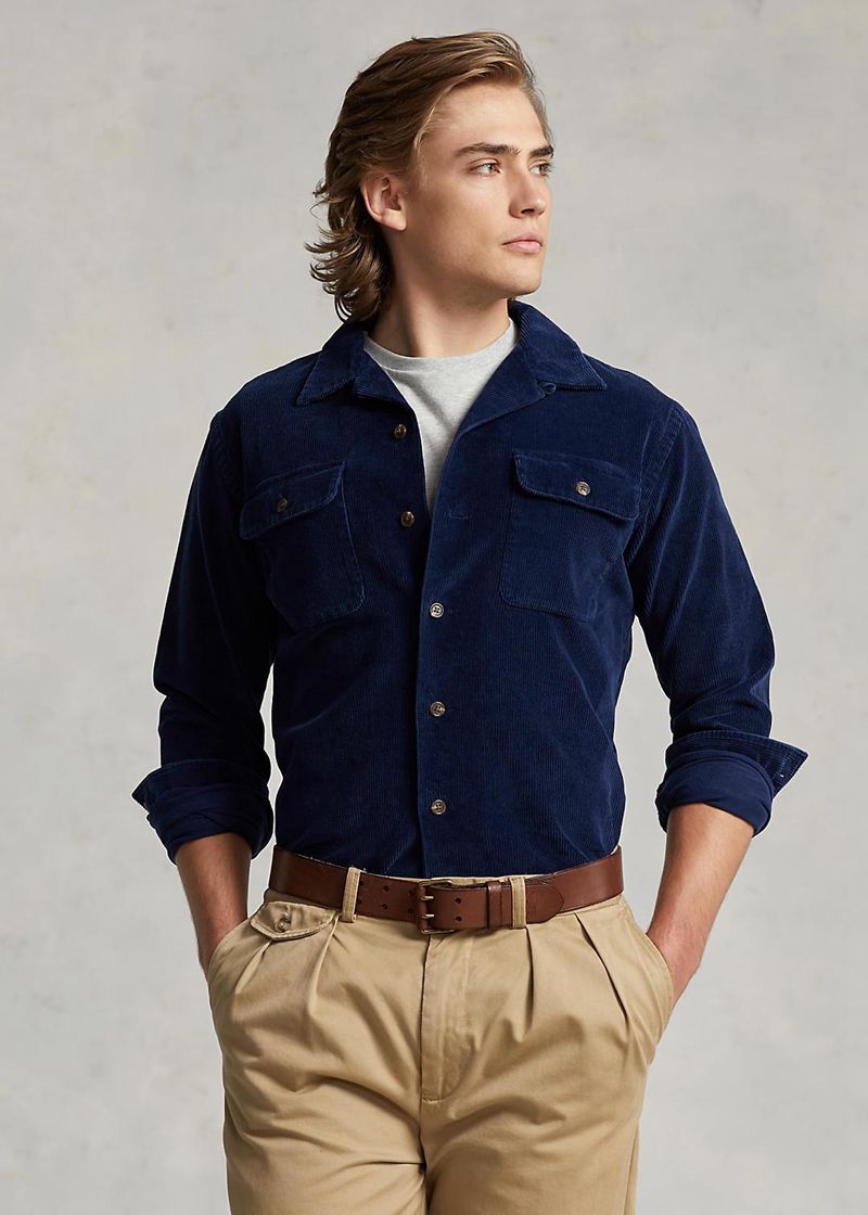ポロ ラルフ ローレン シャツ メンズ ネイビー クラシック フィット Corduroy Camp AVYBD5178